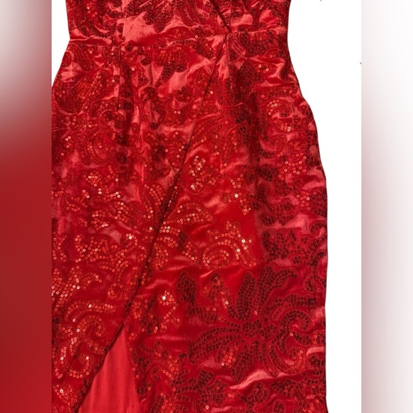 Venus, red velvet sparkly holiday dress, size 4 - Picture 3 of 6